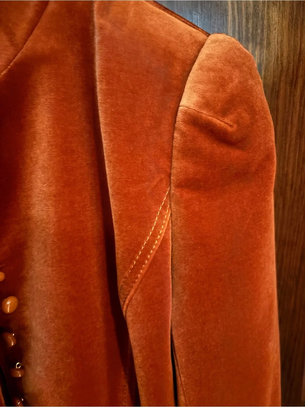 Tory Burch Velvet Button-Front Jacket in Burnt Orange